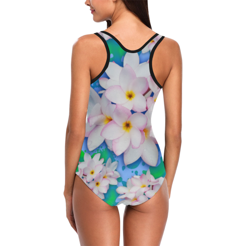 Plumeria Bouquet Exotic Summer Pattern Vest One Piece Swimsuit (Model S04)