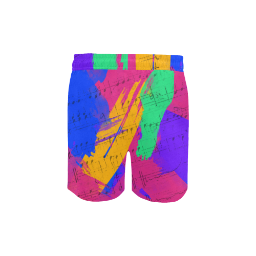 Groovy Paint Brush Strokes with Music Notes Men's Mid-Length Swim Shorts (Model L39)