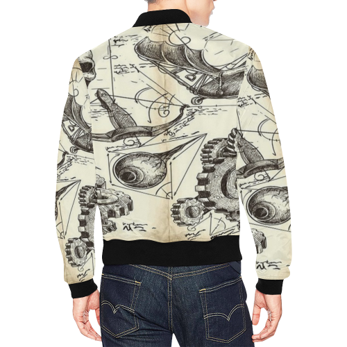 Da Vinci tribute, by Ivan Venerucci Italian Style All Over Print Bomber Jacket for Men (Model H19)