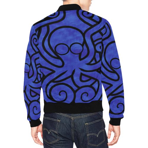 Octo-Doodle-Pus Blue All Over Print Bomber Jacket for Men/Large Size (Model H19)
