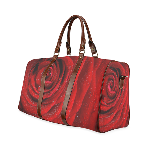 Red rosa Waterproof Travel Bag/Large (Model 1639)