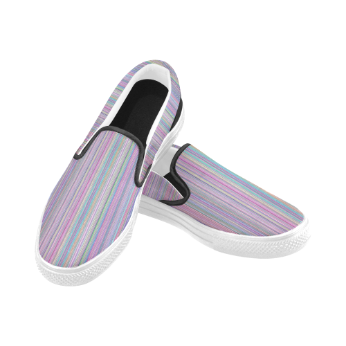 Broken TV screen digital rainbow stripe 2 Slip-on Canvas Shoes for Men/Large Size (Model 019)