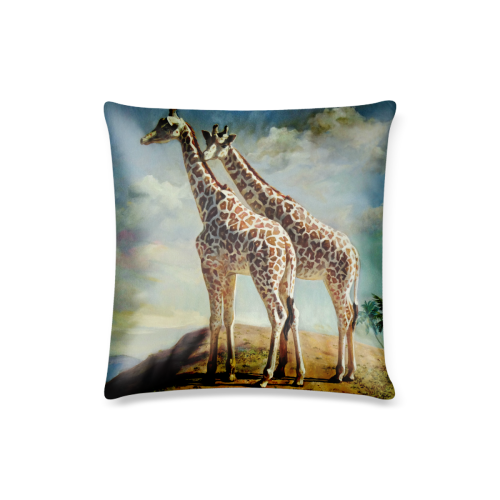 Love Among Giraffes Custom Pillow Case 16"x16"  (One Side Printing) No Zipper