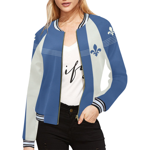 Quebec All Over Print Bomber Jacket for Women (Model H21)