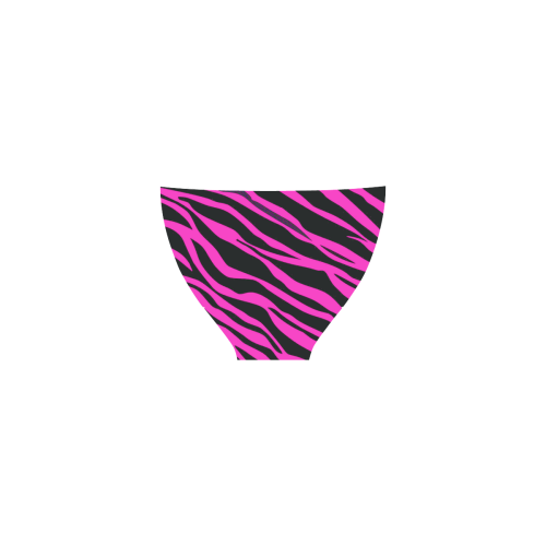Hot Pink Zebra Stripes Black Custom Bikini Swimsuit (Model S01)