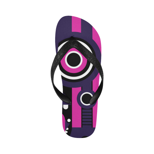 Pink Purple Tiki Tribal Flip Flops for Men/Women (Model 040)