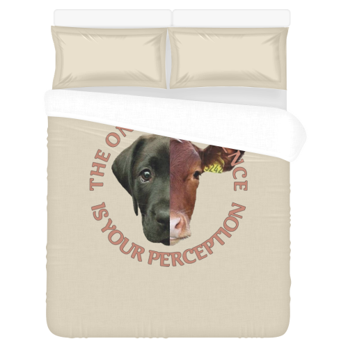 Vegan Cow and Dog Design with Slogan 3-Piece Bedding Set