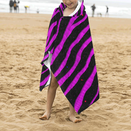 Ripped SpaceTime Stripes - Pink Kids' Hooded Bath Towels