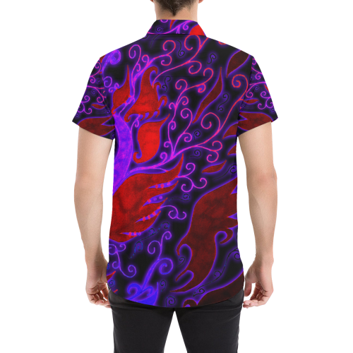 Bonfire Gothic Abstract Art Men's All Over Print Short Sleeve Shirt/Large Size (Model T53)