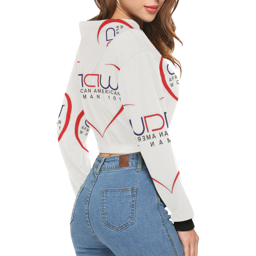 AAW101 White Crop Top Sweater All Over Print Crop Hoodie for Women (Model H22)