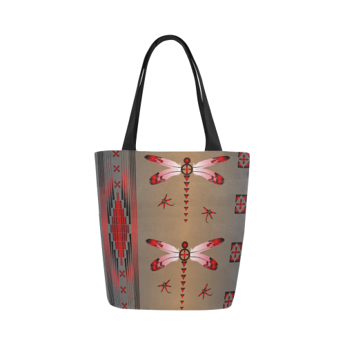 Dragonfly Red Canvas Tote Bag (Model 1657)