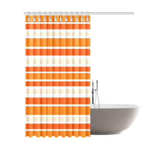 Bright Orange Stripes Shower Curtain 69"x84"