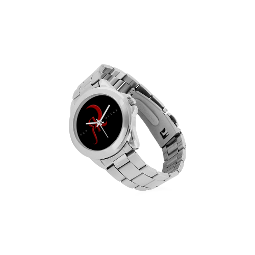 Red Queen Logo Red & Silver Black No Numbers Unisex Stainless Steel Watch(Model 103)