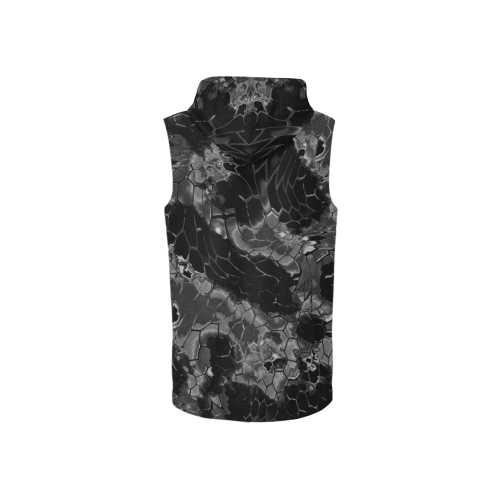 night dragon reptile scales pattern camouflage in dark gray and black All Over Print Sleeveless Zip Up Hoodie for Women (Model H16)