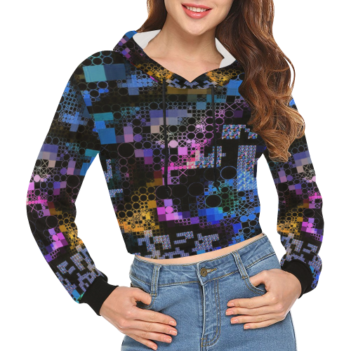 funny mix of shapes 1B by JamColors All Over Print Crop Hoodie for Women (Model H22)