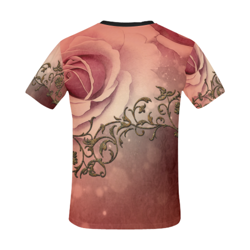 Wonderful roses with floral elements All Over Print T-Shirt for Men/Large Size (USA Size) Model T40)