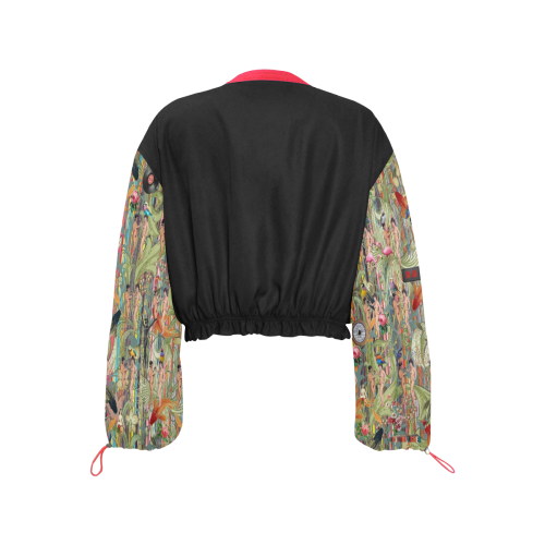 Just Another Sunday Afternoon (sleeve design) Cropped Chiffon Jacket for Women (Model H30)