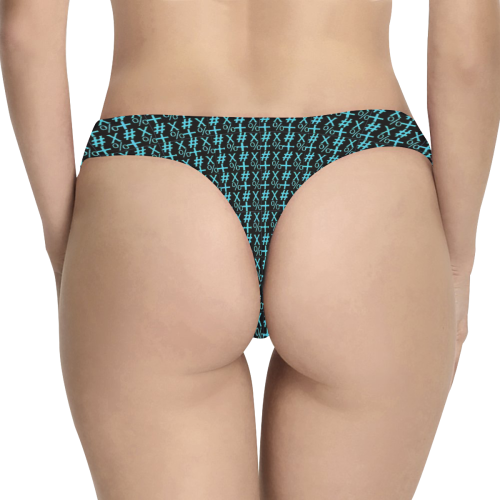 NUMBERS Collection Symbols Green Women's All Over Print Thongs (Model L30)