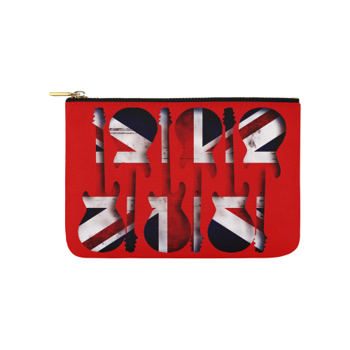 Union Jack British UK Flag Guitars Red Carry-All Pouch 9.5''x6''