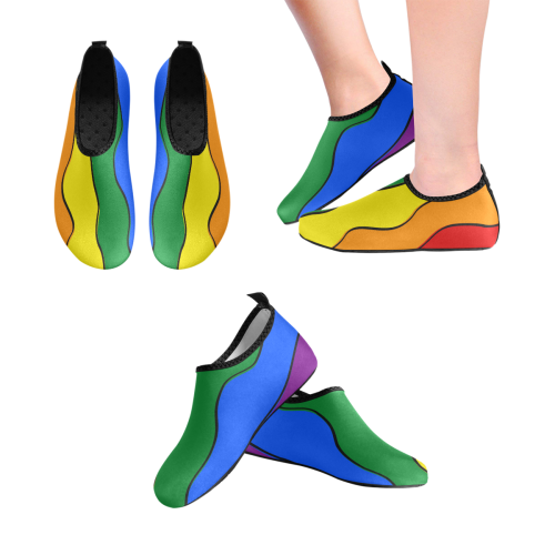 Gay Pride - Rainbow Flag Waves Stripes 1 Women's Slip-On Water Shoes (Model 056)