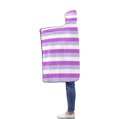 Purple Stripes Flannel Hooded Blanket 40''x50''