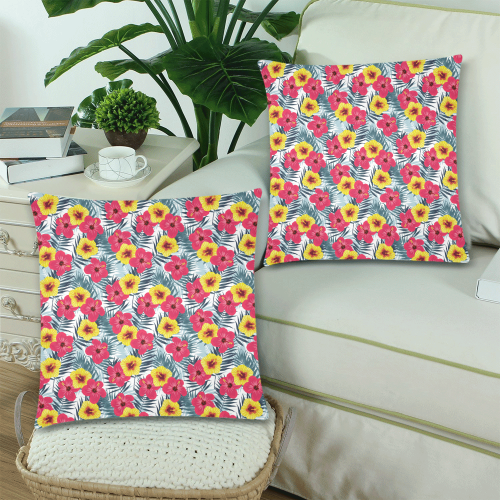 Gumamela Tropical Custom Zippered Pillow Cases 18"x 18" (Twin Sides) (Set of 2)