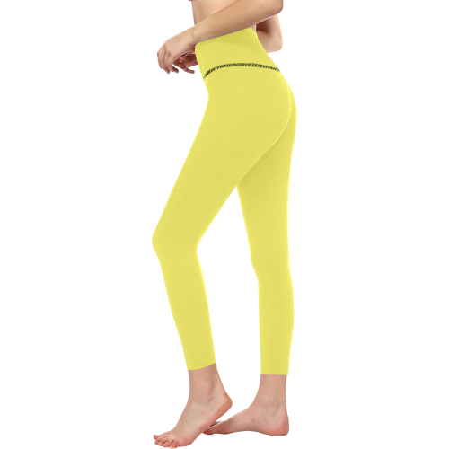 Darling Dahlia Flowers Yellow Solid Color Women's All Over Print High-Waisted Leggings (Model L36)