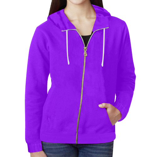 color electric violet All Over Print Full Zip Hoodie for Women (Model H14)