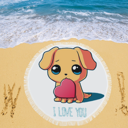 Cute puppy beach shawl Circular Beach Shawl 59"x 59"