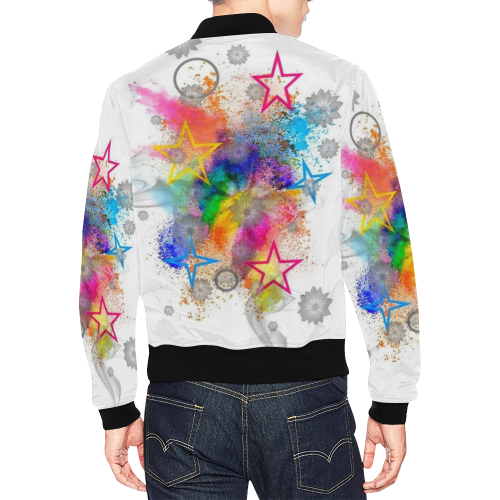 Stars Popart by Nico Bielow All Over Print Bomber Jacket for Men/Large Size (Model H19)