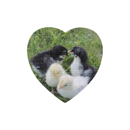 four lovely chicks by JamColors Heart-Shaped Jigsaw Puzzle (Set of 75 Pieces)