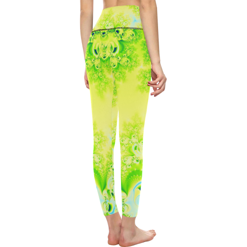 Sunny Spring Frost  Fractal Abstract Women's All Over Print High-Waisted Leggings (Model L36)