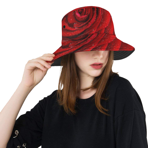 Red rosa All Over Print Bucket Hat