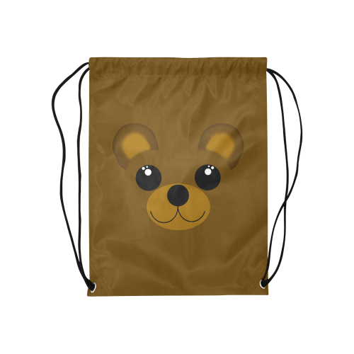 Kawaii Brown Bear Medium Drawstring Bag Model 1604 (Twin Sides) 13.8"(W) * 18.1"(H)