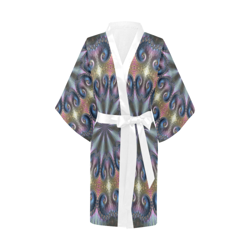 Pastel Abalone Shell Spiral Fractal Mandala 1 Kimono Robe