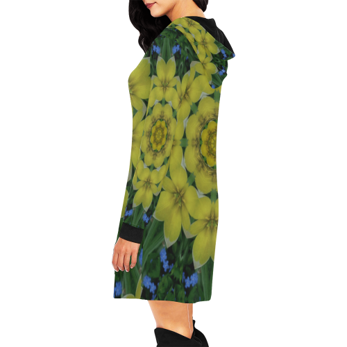 fantasy plumeria decorative real and mandala All Over Print Hoodie Mini Dress (Model H27)