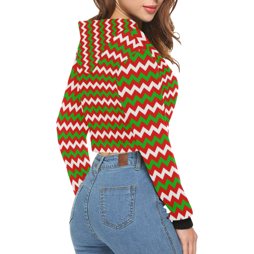 Christmas Zigzag All Over Print Crop Hoodie for Women (Model H22)