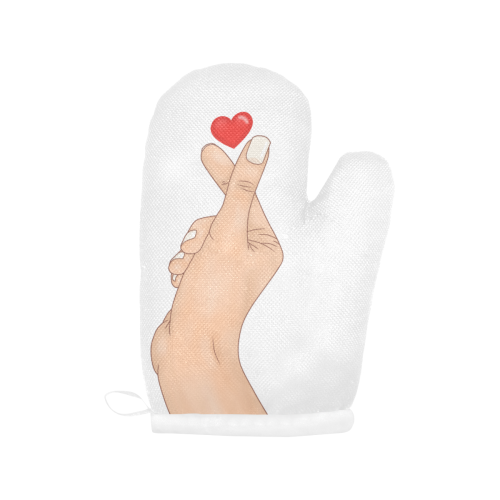 Hand With Finger Heart Oven Mitt (Two Pieces)