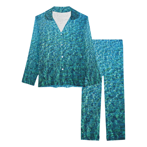 Turquoise Blue Ocean Women's Long Pajama Set