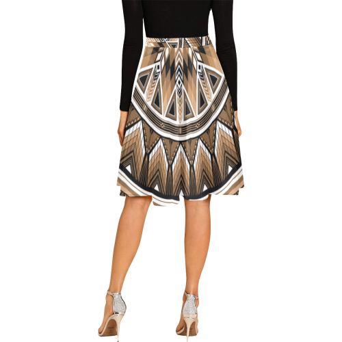 Sacred Places Brown Melete Pleated Midi Skirt (Model D15)