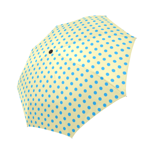 Light Blue Polka Dots on Yellow Auto-Foldable Umbrella (Model U04)