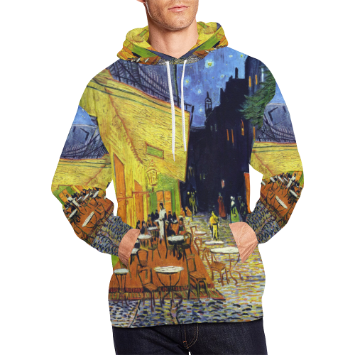 Vincent Willem van Gogh - Cafe Terrace at Night All Over Print Hoodie for Men (USA Size) (Model H13)