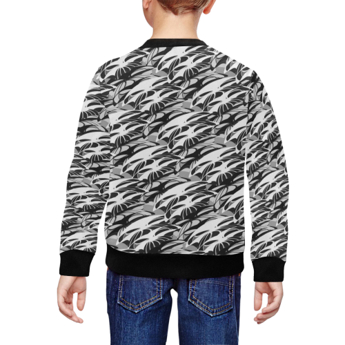 Alien Troops - Black & White All Over Print Crewneck Sweatshirt for Kids (Model H29)