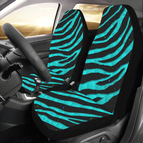 Ripped SpaceTime Stripes - Cyan Car Seat Covers (Set of 2)