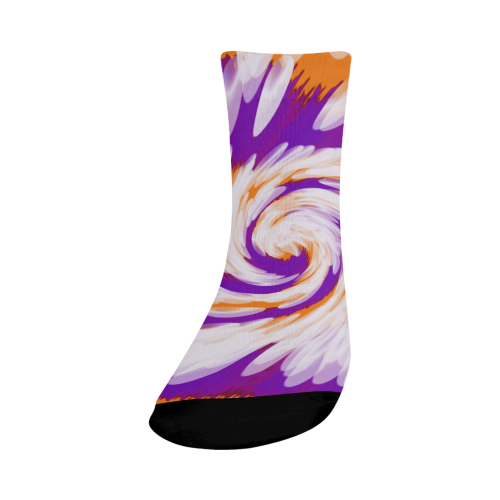 Purple Orange Tie Dye Swirl Abstract Crew Socks