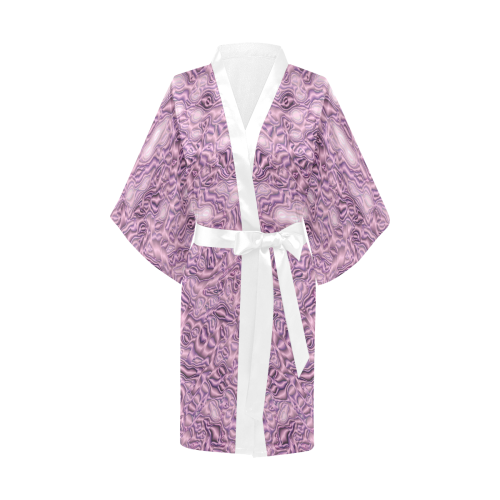 Pink Satin Kimono Robe