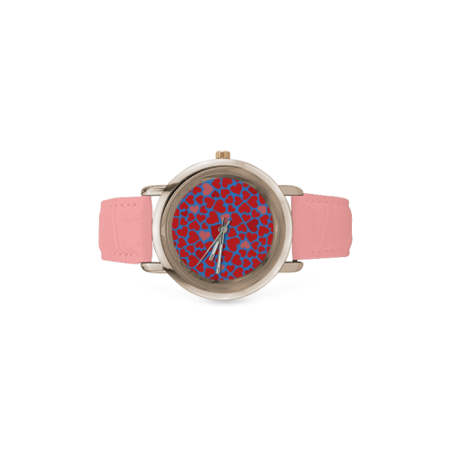 Love pattern BLUE Women's Rose Gold Leather Strap Watch(Model 201)