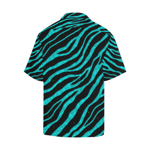 Ripped SpaceTime Stripes - Cyan Hawaiian Shirt (Model T58)