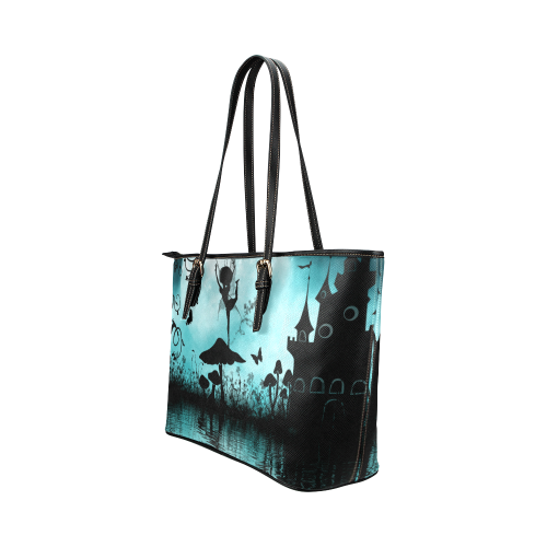 Dancing in the night Leather Tote Bag/Small (Model 1651)