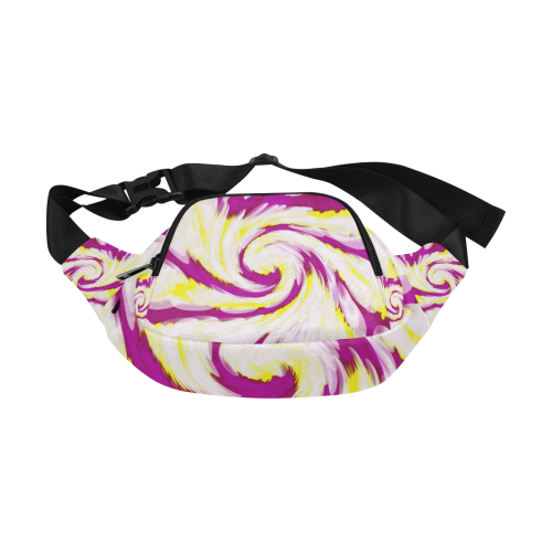 Pink Yellow Tie Dye Swirl Abstract Fanny Pack/Small (Model 1677)